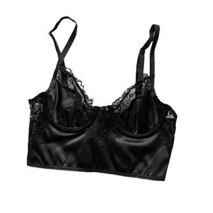 Cropped Satin Lace Trim Corset Top Size XS